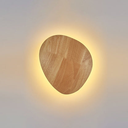 Avelena | Moderne Minimalistische Runde Irreguläre Oval Holz LED Wandleuchte Lampe Für Wohnzimmer
