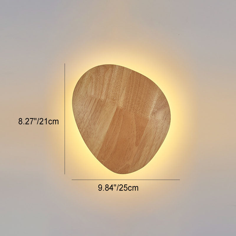 Avelena | Moderne Minimalistische Runde Irreguläre Oval Holz LED Wandleuchte Lampe Für Wohnzimmer