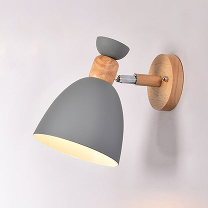 Avelena | Moderne Minimalistische Runde Horn Aluminium Holz 1-Licht Wandleuchte Lampe Für Schlafzimmer