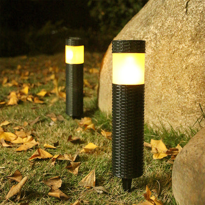 Avelena | Outdoor Solar Rattan Zylindrisches LED Garten Rasen Boden Einbau Landschaftslicht