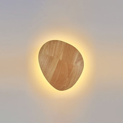 Avelena | Moderne Minimalistische Runde Irreguläre Oval Holz LED Wandleuchte Lampe Für Wohnzimmer