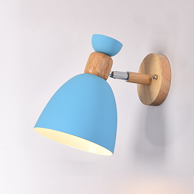 Avelena | Moderne Minimalistische Runde Horn Aluminium Holz 1-Licht Wandleuchte Lampe Für Schlafzimmer