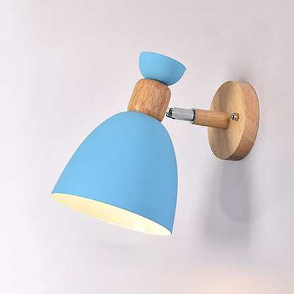 Avelena | Moderne Minimalistische Runde Horn Aluminium Holz 1-Licht Wandleuchte Lampe Für Schlafzimmer