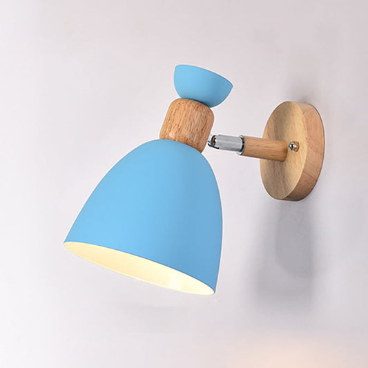 Avelena | Moderne Minimalistische Runde Horn Aluminium Holz 1-Licht Wandleuchte Lampe Für Schlafzimmer