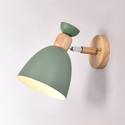 Avelena | Moderne Minimalistische Runde Horn Aluminium Holz 1-Licht Wandleuchte Lampe Für Schlafzimmer