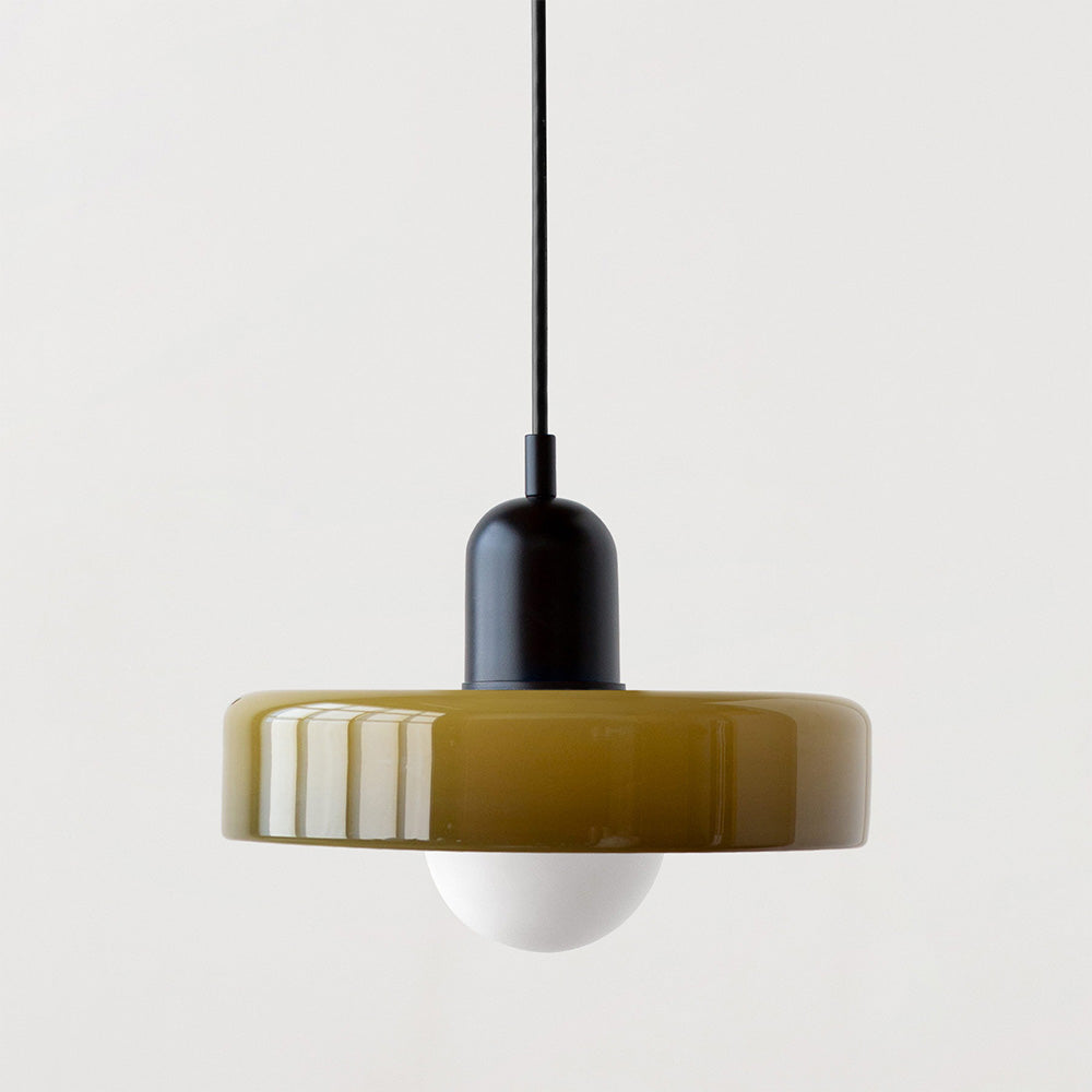 Avelena |  Pendelleuchte aus farbigem Glas | Elegante Hängeleuchte im Bauhaus-Stil | Designlampe für Wohnzimmer & Esszimmer