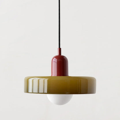 Avelena |  Pendelleuchte aus farbigem Glas | Elegante Hängeleuchte im Bauhaus-Stil | Designlampe für Wohnzimmer & Esszimmer