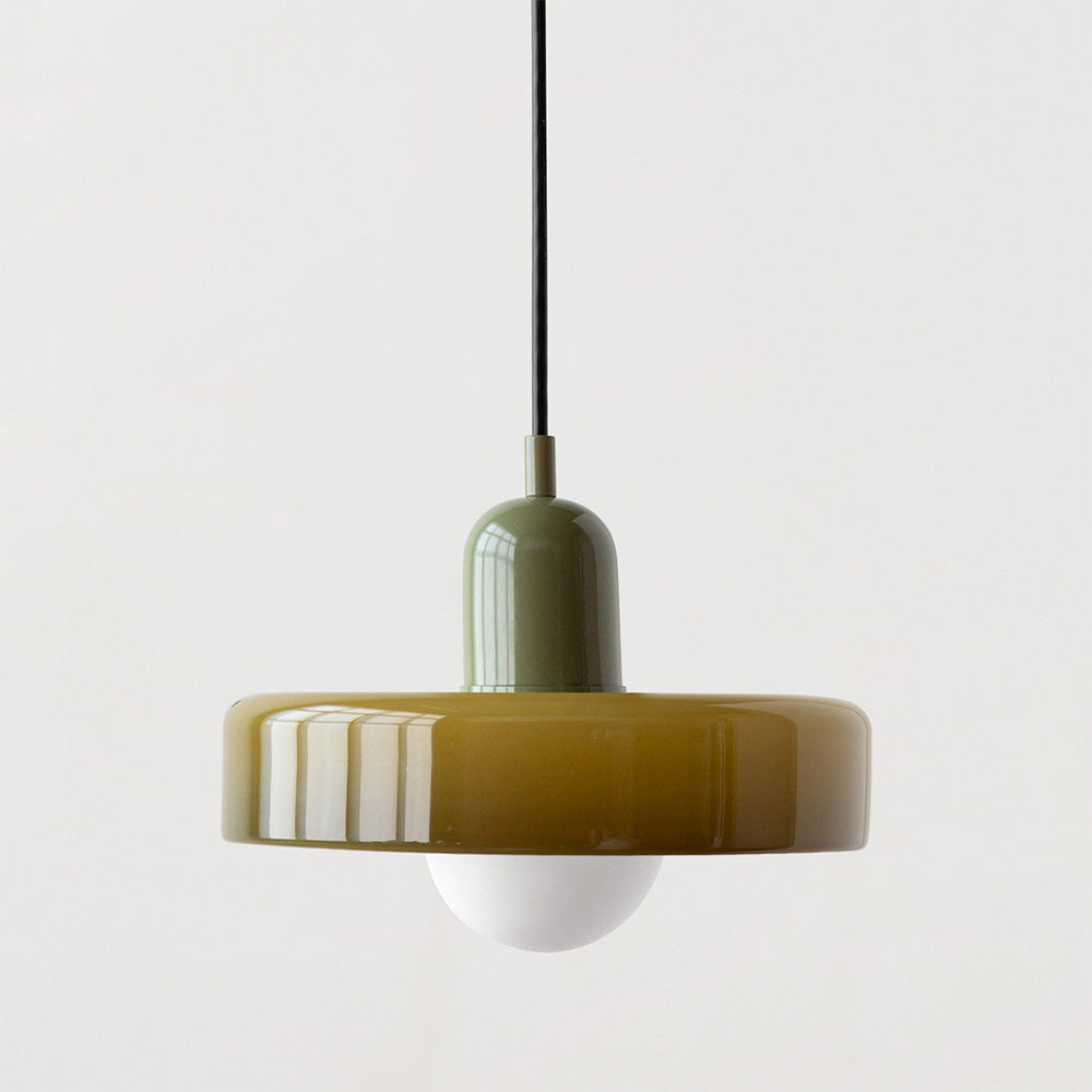 Avelena |  Pendelleuchte aus farbigem Glas | Elegante Hängeleuchte im Bauhaus-Stil | Designlampe für Wohnzimmer & Esszimmer