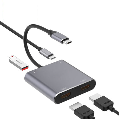 Avelena | 4 in 1 Type-C zu Dual HDMI + USB + Type-C HUB Adapter