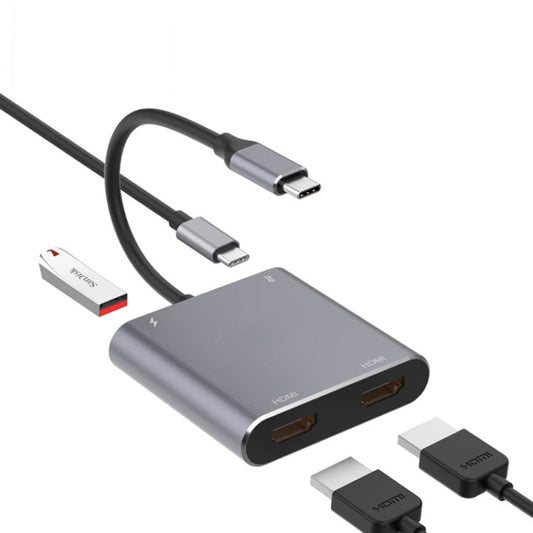Avelena | 4 in 1 Type-C zu Dual HDMI + USB + Type-C HUB Adapter