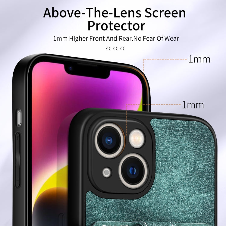 Avelena | iPhone 14 Retro Skin-feel Ring Karten Etui Handyhülle - Grün