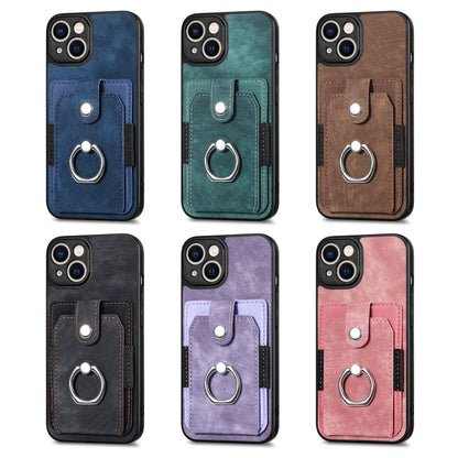 Avelena | iPhone 14 Retro Skin-feel Ring Karten Etui Handyhülle - Grün