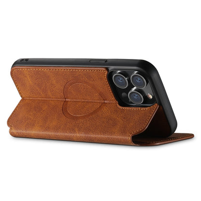 Avelena | iPhone 14 Suteni J06 Retro Matte Litchi Textur Leder Magnetisch Magsafe Handyhülle - Khaki