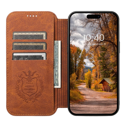 Avelena | iPhone 14 Suteni J06 Retro Matte Litchi Textur Leder Magnetisch Magsafe Handyhülle - Khaki