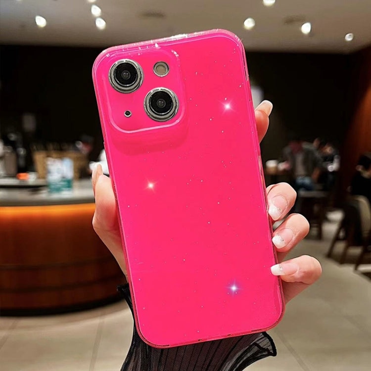 Avelena | iPhone 14 Jelly Glitter Einfarbige TPU Handyhülle - Rosenrot