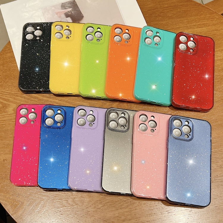 Avelena | iPhone 14 Jelly Glitter Einfarbige TPU Handyhülle - Rosenrot
