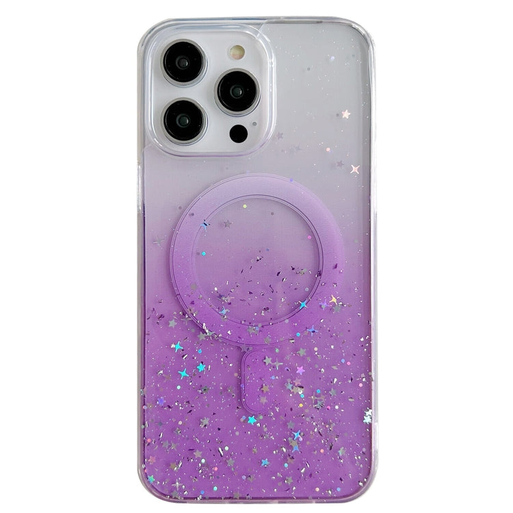 Avelena | iPhone 15 Glitter MagSafe Hybrid Clear TPU Handyhülle - Lila