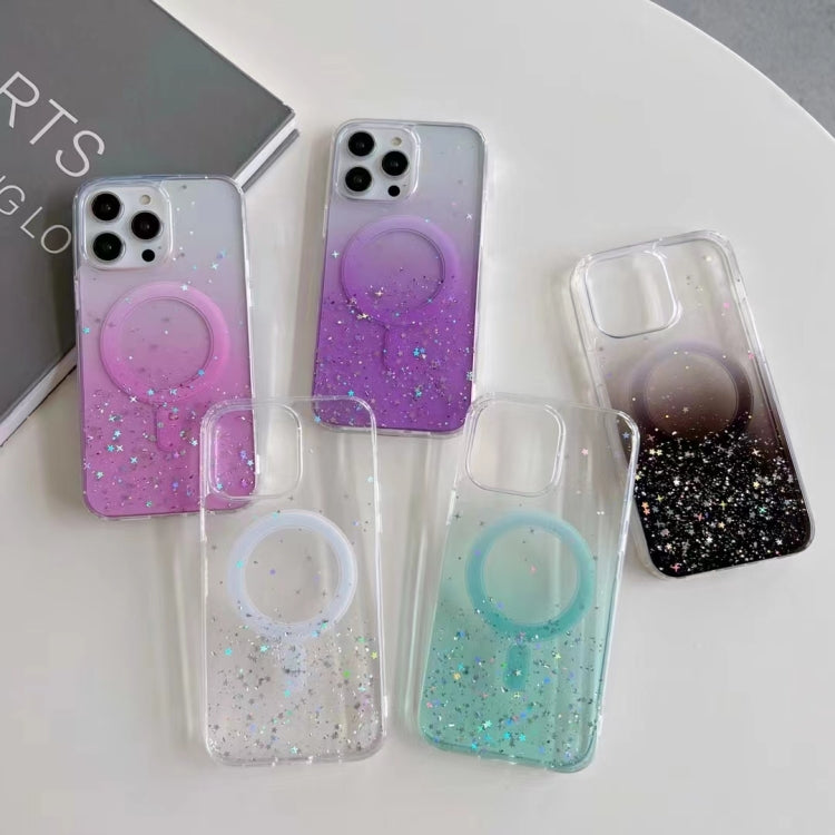 Avelena | iPhone 15 Glitter MagSafe Hybrid Clear TPU Handyhülle - Lila