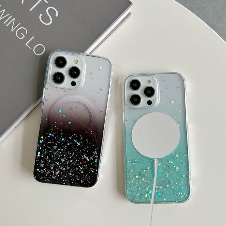 Avelena | iPhone 15 Glitter MagSafe Hybrid Clear TPU Handyhülle - Lila