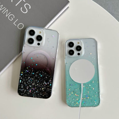 Avelena | iPhone 15 Glitter MagSafe Hybrid Clear TPU Handyhülle - Lila