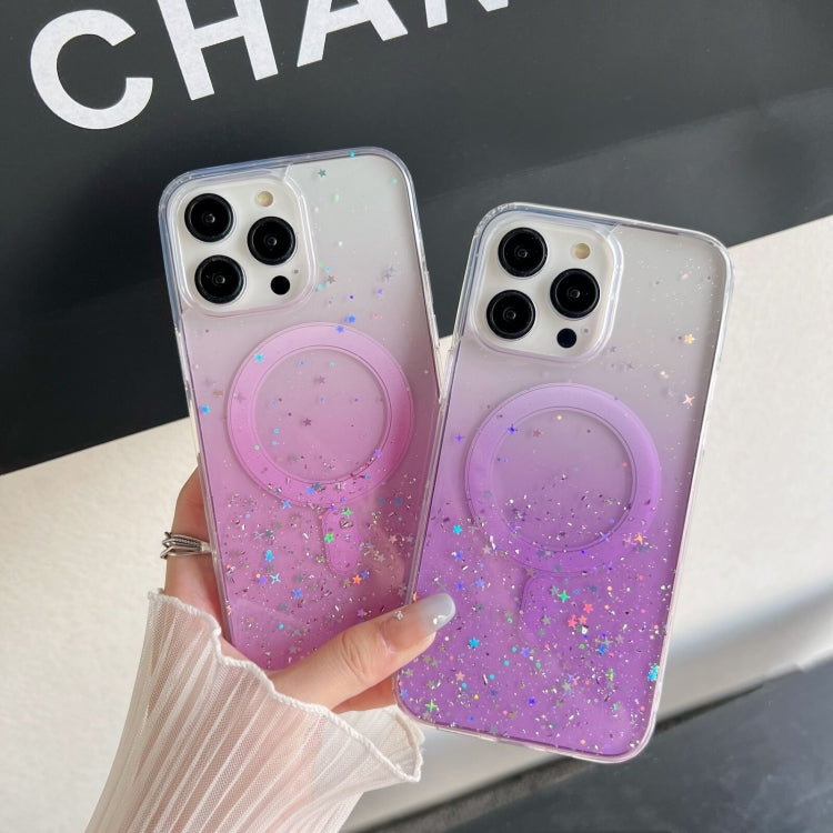 Avelena | iPhone 15 Glitter MagSafe Hybrid Clear TPU Handyhülle - Lila