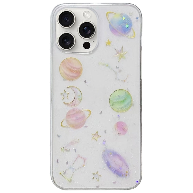Avelena | Iphone 15 Pro Cosmic Star Glitter Epoxy Tpu Handyhülle - Transparent