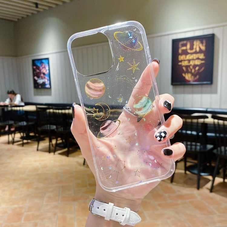 Avelena | Iphone 15 Pro Cosmic Star Glitter Epoxy Tpu Handyhülle - Transparent