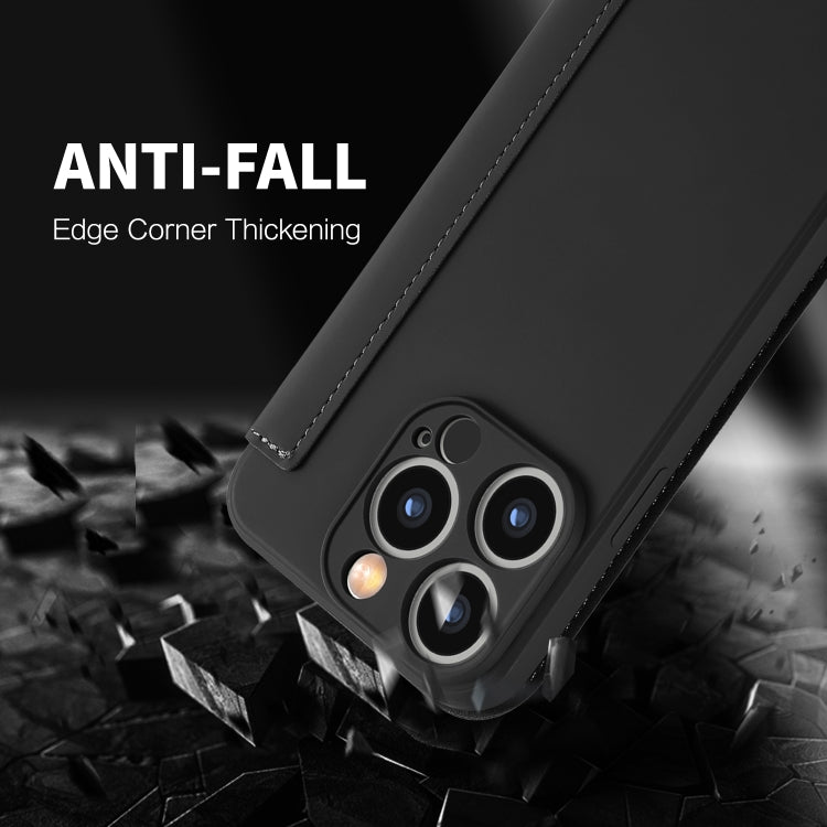 Avelena | Iphone 15 Pro Imitieren Flüssigkeits Haut Gefühl Leder Handyhülle Mit Kartenfächern - Grün