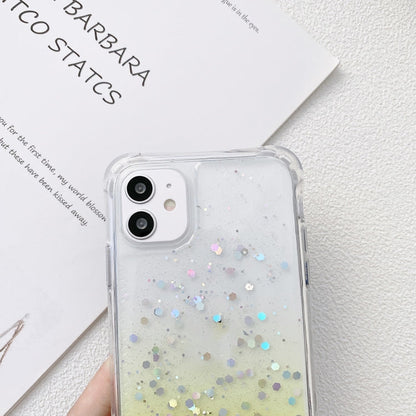 Avelena | Iphone 15 Pro Gradient Glitter Epoxy Tpu Verstärktes Acryl-Handyhülle Mit Breitem Lanyard - Lila