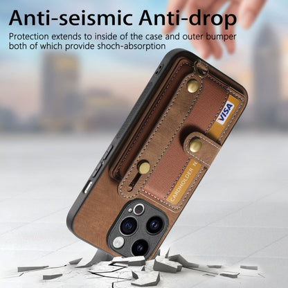 Avelena | iPhone 15 Pro Retro Cross Handgelenk Geldbörse Leder Rücken Telefonhülle - Braun