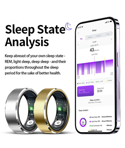 Avelena | Healthring Neuer Smarter Fitnessring Mit Gestensteuerung, Herzfrequenz, Blutsauerstoff, Blutdruck, Schlaf, Schritte, Distanz Und Kalorien Für Android Und Ios