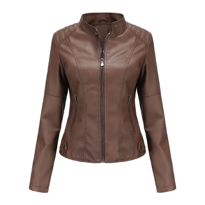 Avelena | Damen Dicke Lederjacke Modisch Motorradstil