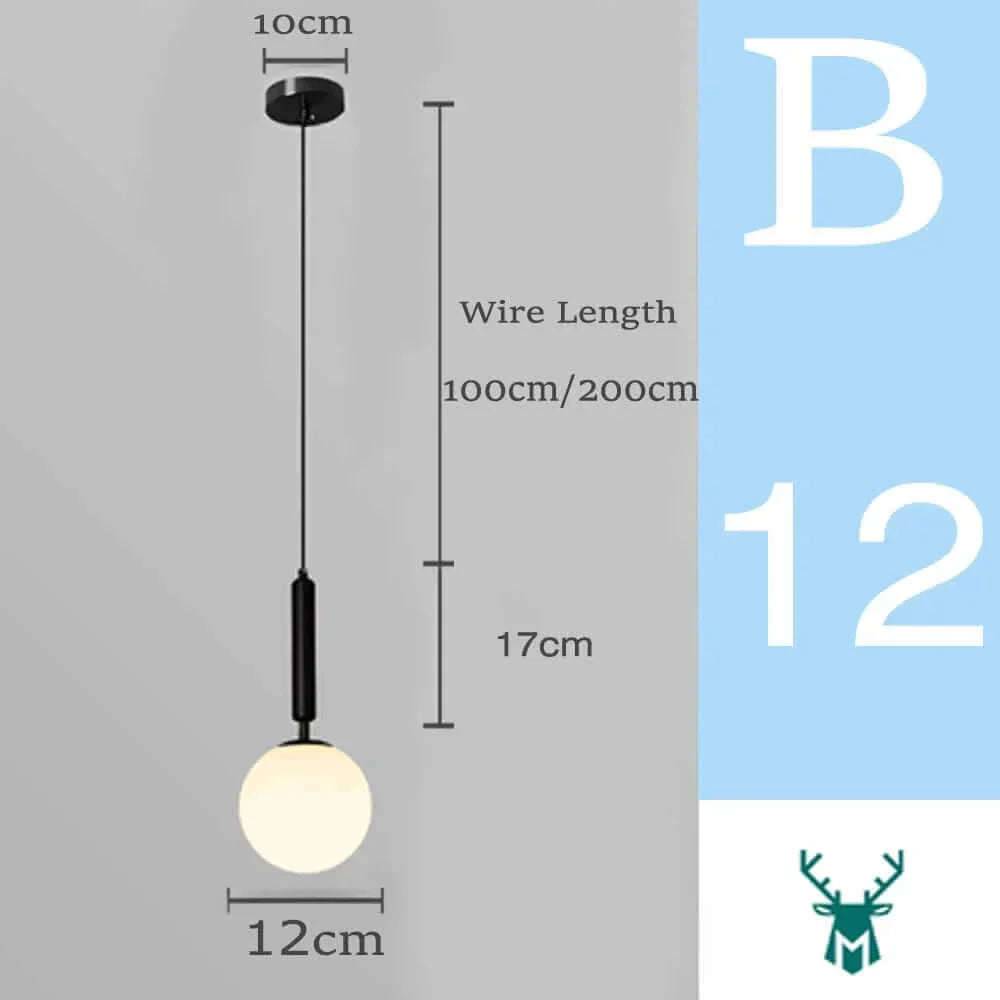 Avelena | Mid-Century Modern Glas Ball Pendelleuchte