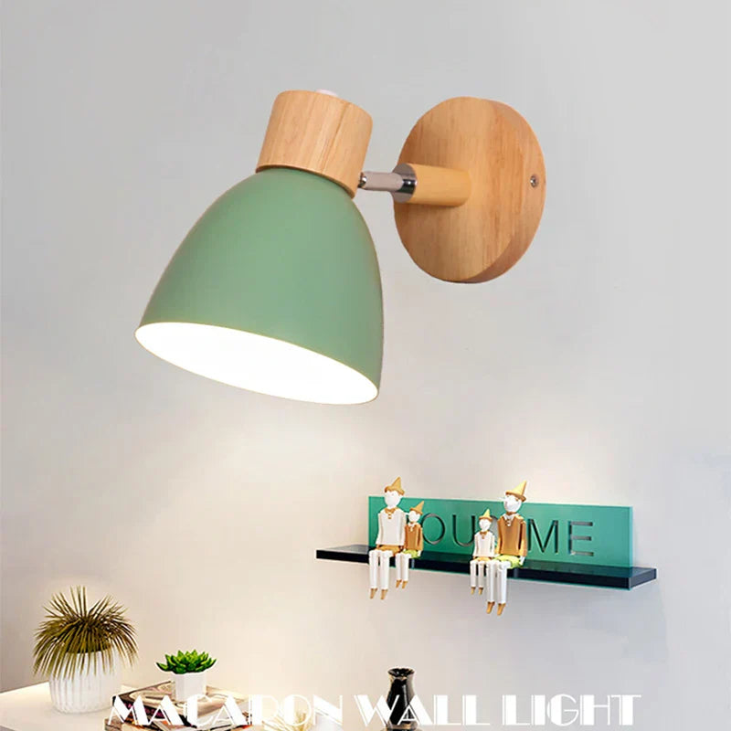 Avelena | Nachttisch LED Wandleuchte mit Schalter Nordic Modern E27 Holzwandleuchten Innenbeleuchtung Schlafzimmer Wohnzimmer Küche