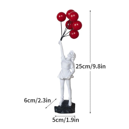 Avelena | Artify Banksy Skulpturensammlung | Blume Werfer & Ballon Mädchen | Pop Art Figuren | Moderne Büro- & Heimdekoration