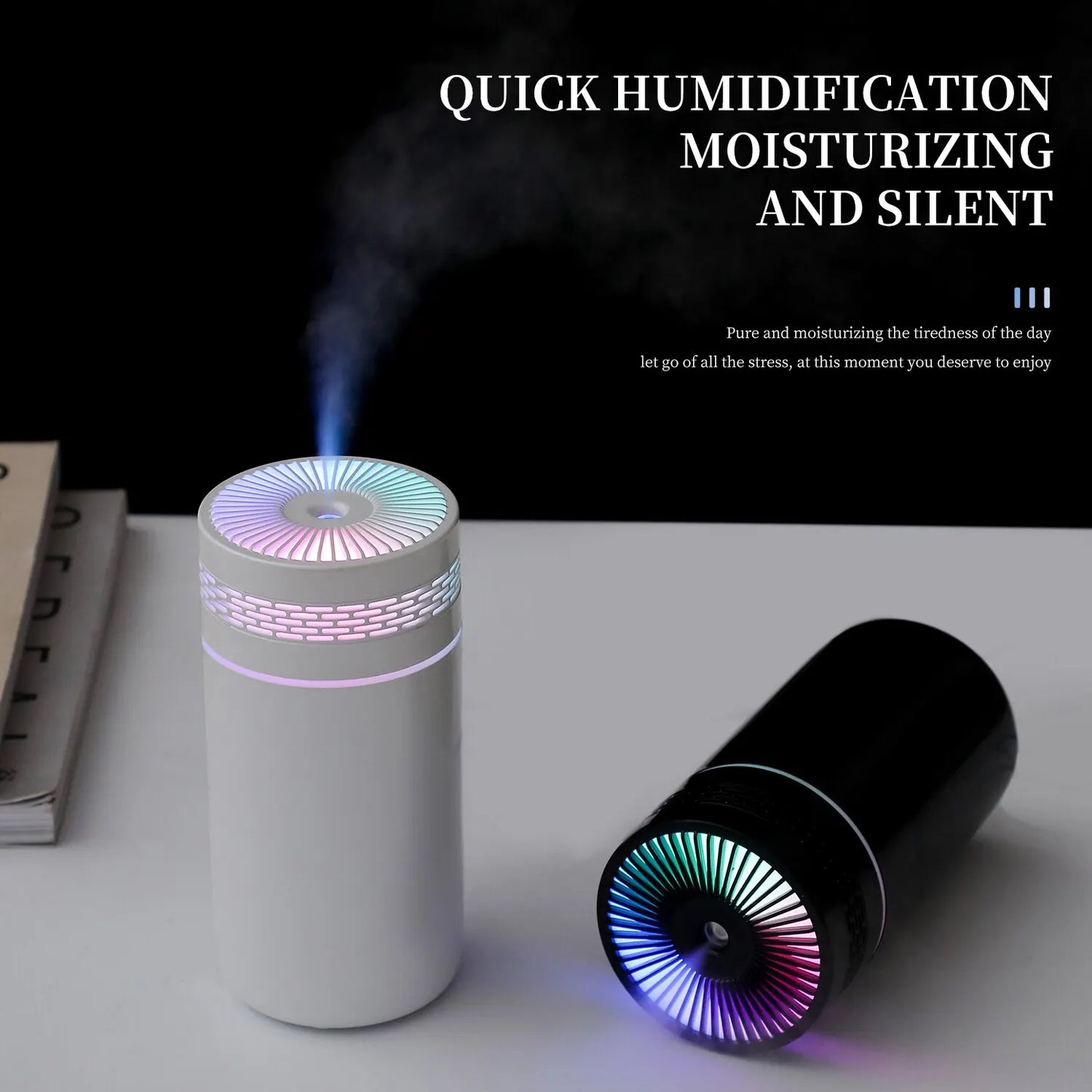 Avelena | 250ML Tragbarer Auto-Luftbefeuchter - USB LED Ätherisches Öl Diffusor