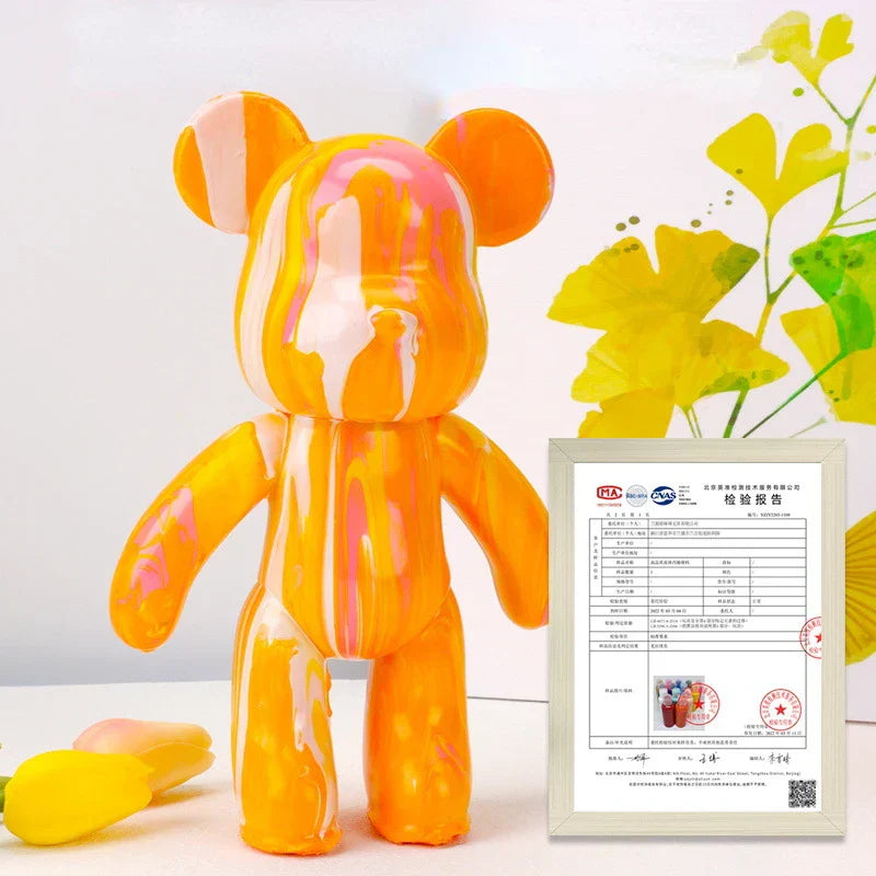 Avelena | Graffiti Painted Fluid Violent Bear White Body Ornaments DIY Handmade Personalized Model Home Desktop Decoration Accessories New