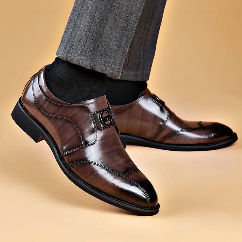 Avelena | Herren Leder Schuhe Stilvolle Herren Schuhe Spitz Oxford Hochzeit Leder Herren Dress Schuhe Gentleman Büro Mann Schuh