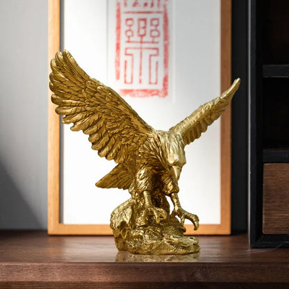 Avelena | Resin Goldener Adler Statue Kunst Tier Modell Sammlung Ornament Zuhause Büro Schreibtisch Feng Shui Dekor Figuren einfach