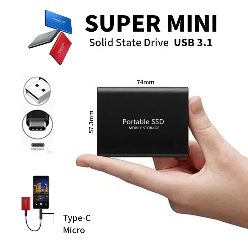 Avelena | TECHNOLOGIE | Superschnelle externe SSD 2TB | Mini-SSD | Hochgeschwindigkeits-Speicher für Laptop und PC