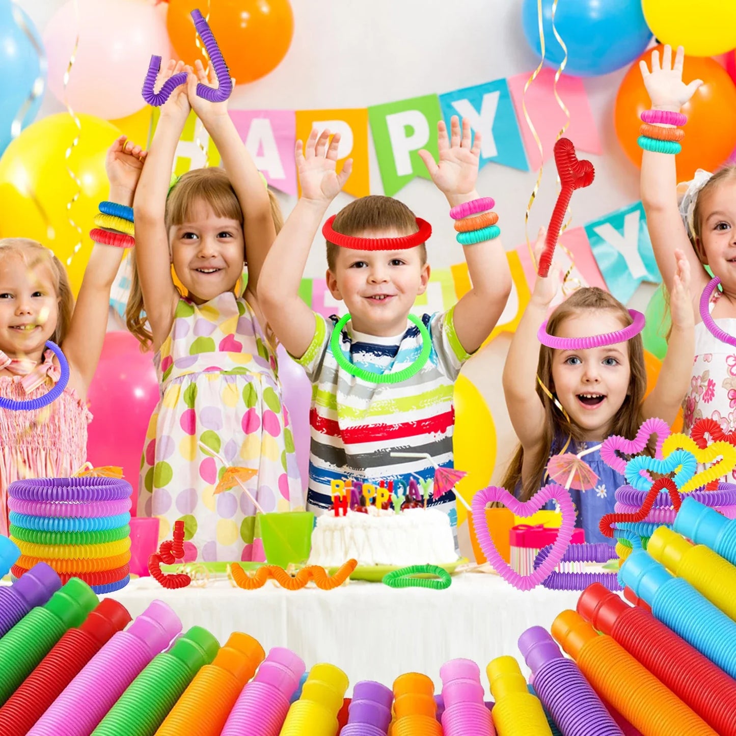 Avelena | 10-30Pcs Bunte Teleskopische Pop-Rohre - Sensorische Fidget-Spielzeuge für Kinder und Erwachsene