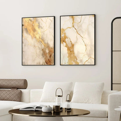 Avelena | Modern Schwarz Beige Golden Fluide Marmor Druck Abstrakte Wandkunst Feine Kunst Leinwand Drucke Bilder für Wohnzimmer Schlafzimmer Kunst Dekor