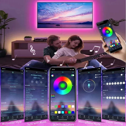 Avelena | RGB 5050 LED Strip Light mit Fernbedienung & App-Steuerung - USB-betrieben
