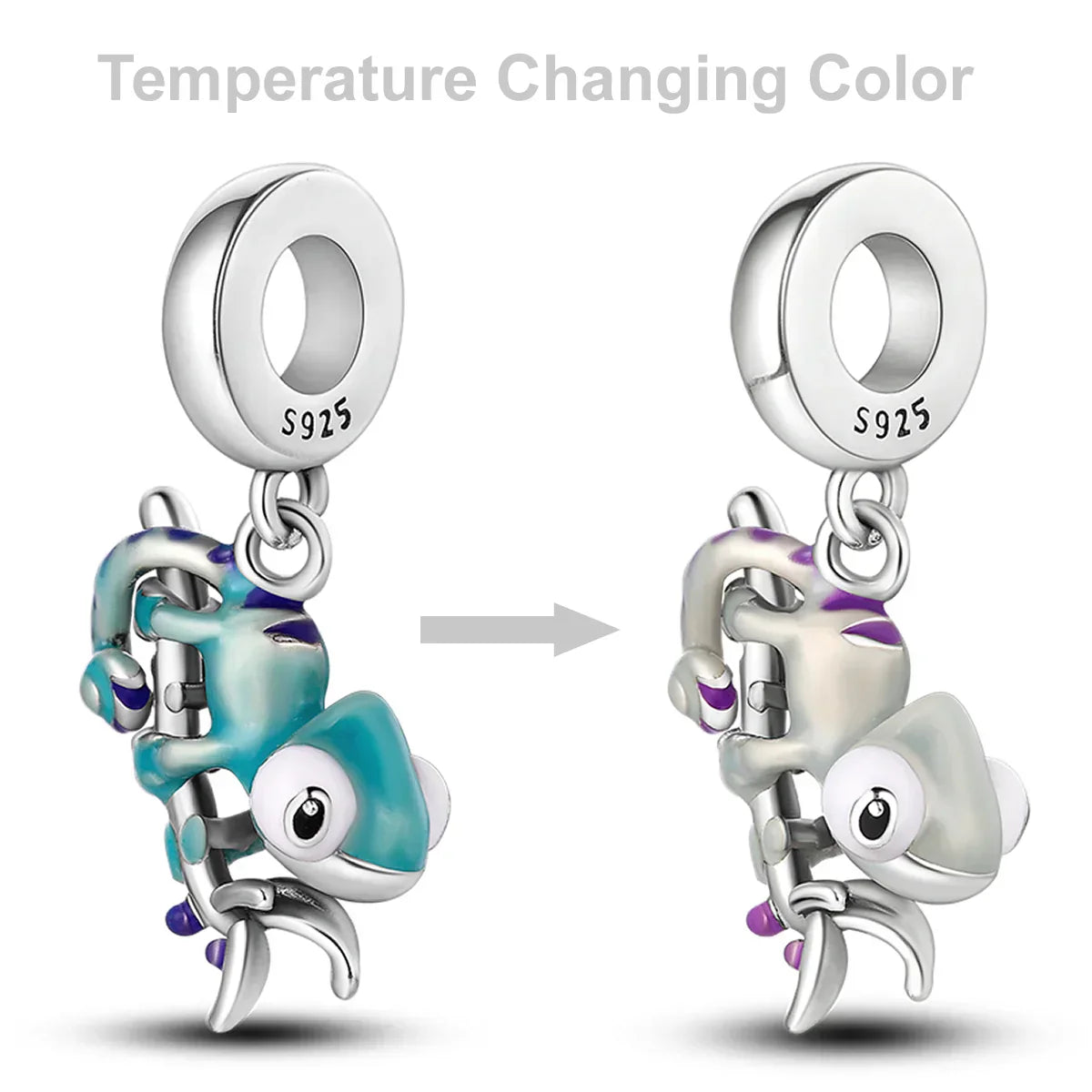 Avelena | 925 Silber Goldener Leopard Charms Perlen Bunte Chamäleon Nashorn Löwe Skarabäus Katze Anhänger Passend für Original Pandora Armband Schmuck