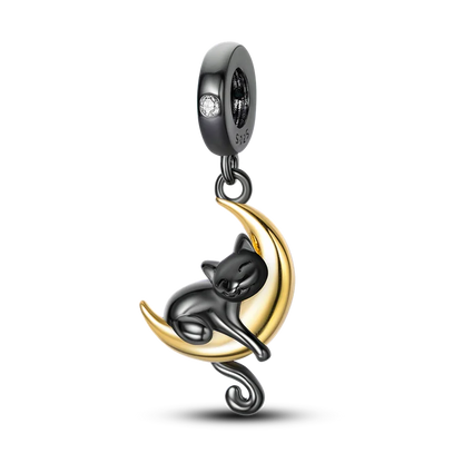 Avelena | 925 Silber Goldener Leopard Charms Perlen Bunte Chamäleon Nashorn Löwe Skarabäus Katze Anhänger Passend für Original Pandora Armband Schmuck