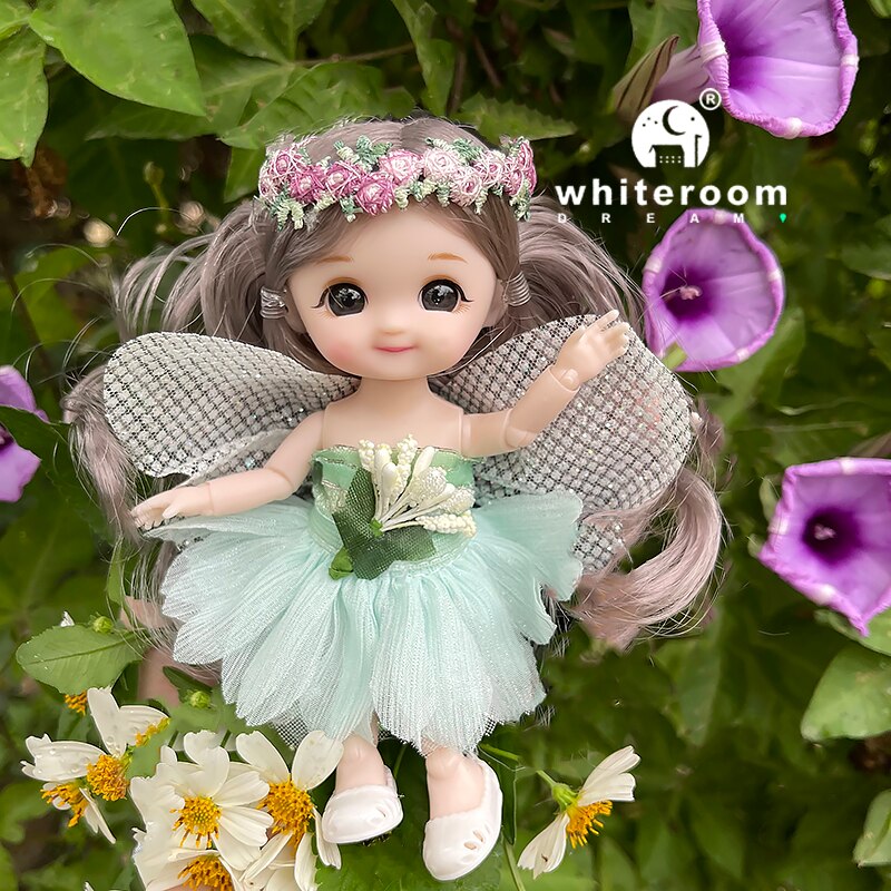 Avelena | 16Cm Blumenfee Bjd Puppe - Farbig Kleidung