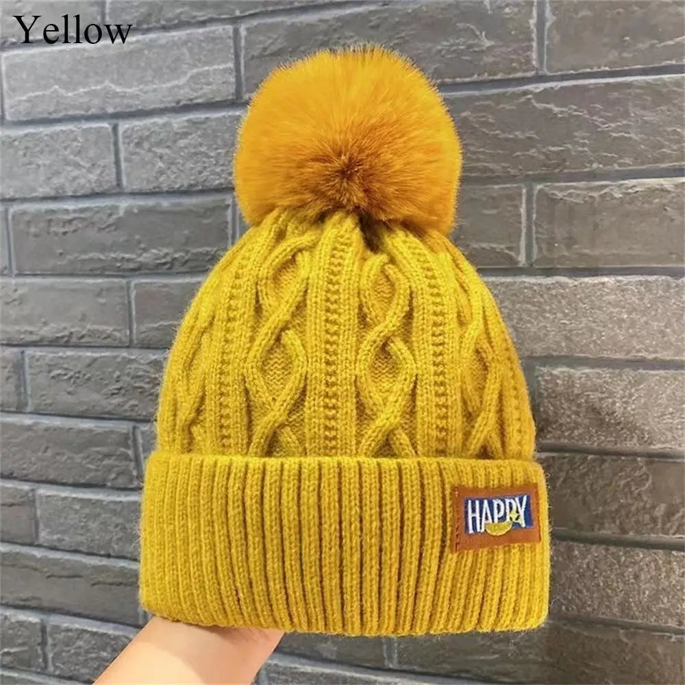 Avelena | Damenmode Pompom Mütze - Dicke Warme Wintermütze