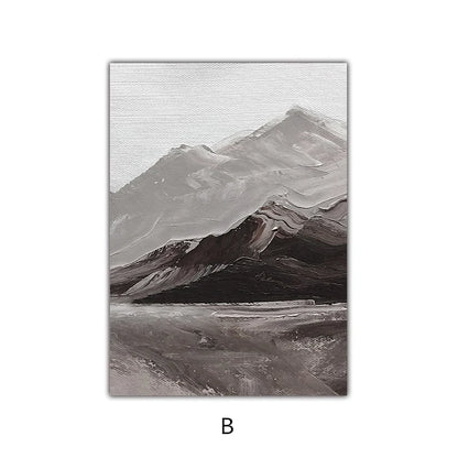 Avelena | Abstrakte Graue Berglandschaft Wandkunst-Leinwandbilder für Moderne Wohnungen Wohnzimmer Esszimmer Dekoration