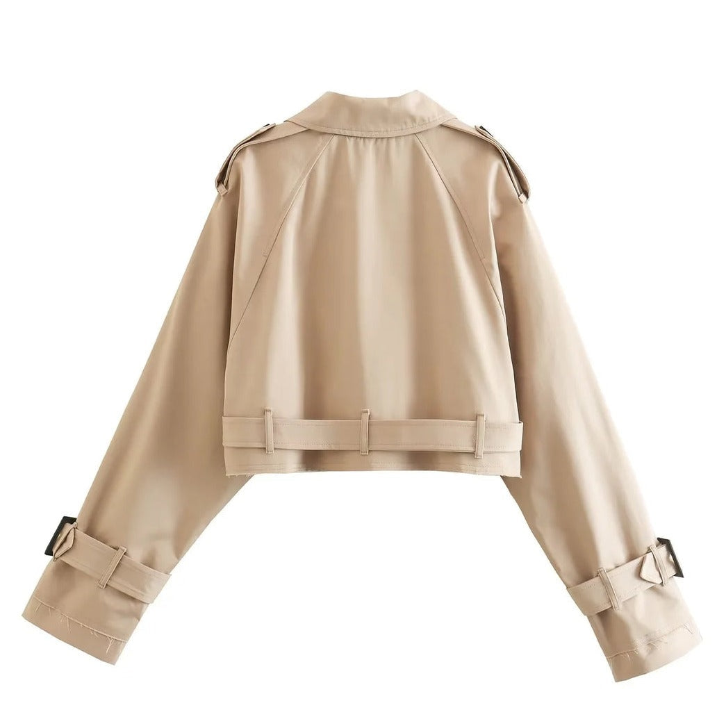 Kürzer trendiger Trenchcoat beige