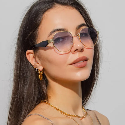 Avelena | Polygon Metall Fahrt Sonnenbrille Uv400 Punk Sonnenbrille